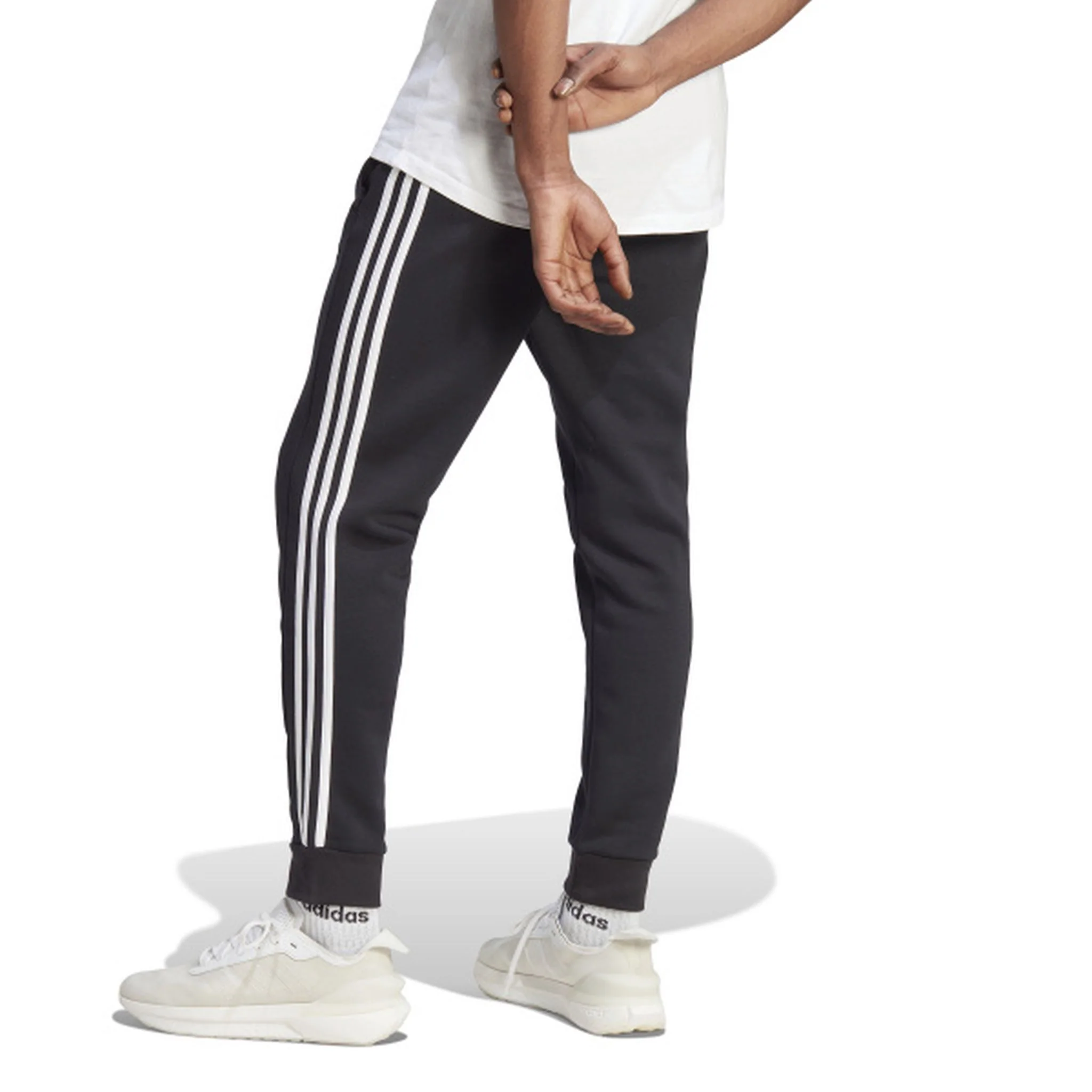 Adidas Mens Essentials Fleece Tapered Cuff 3-Stripes Pant - Image 2