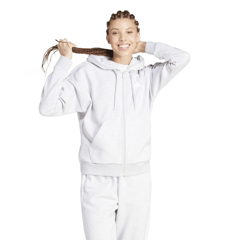 Adidas Womens Essentials 3-Stripes Full-Zip Fleece Hoodie