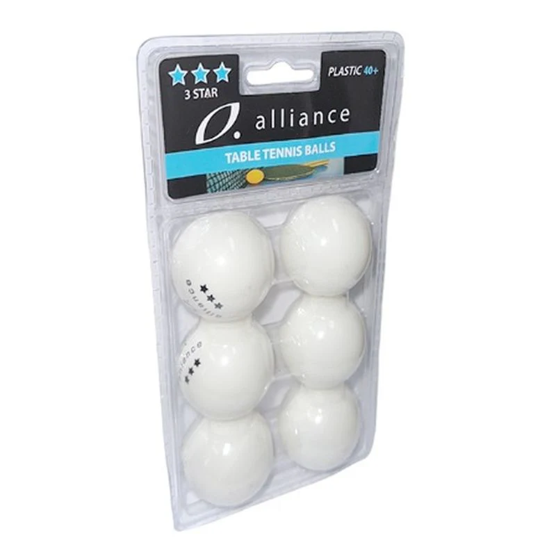 Alliance 6pk 40+ ABS 3 Star Table Tennis Balls