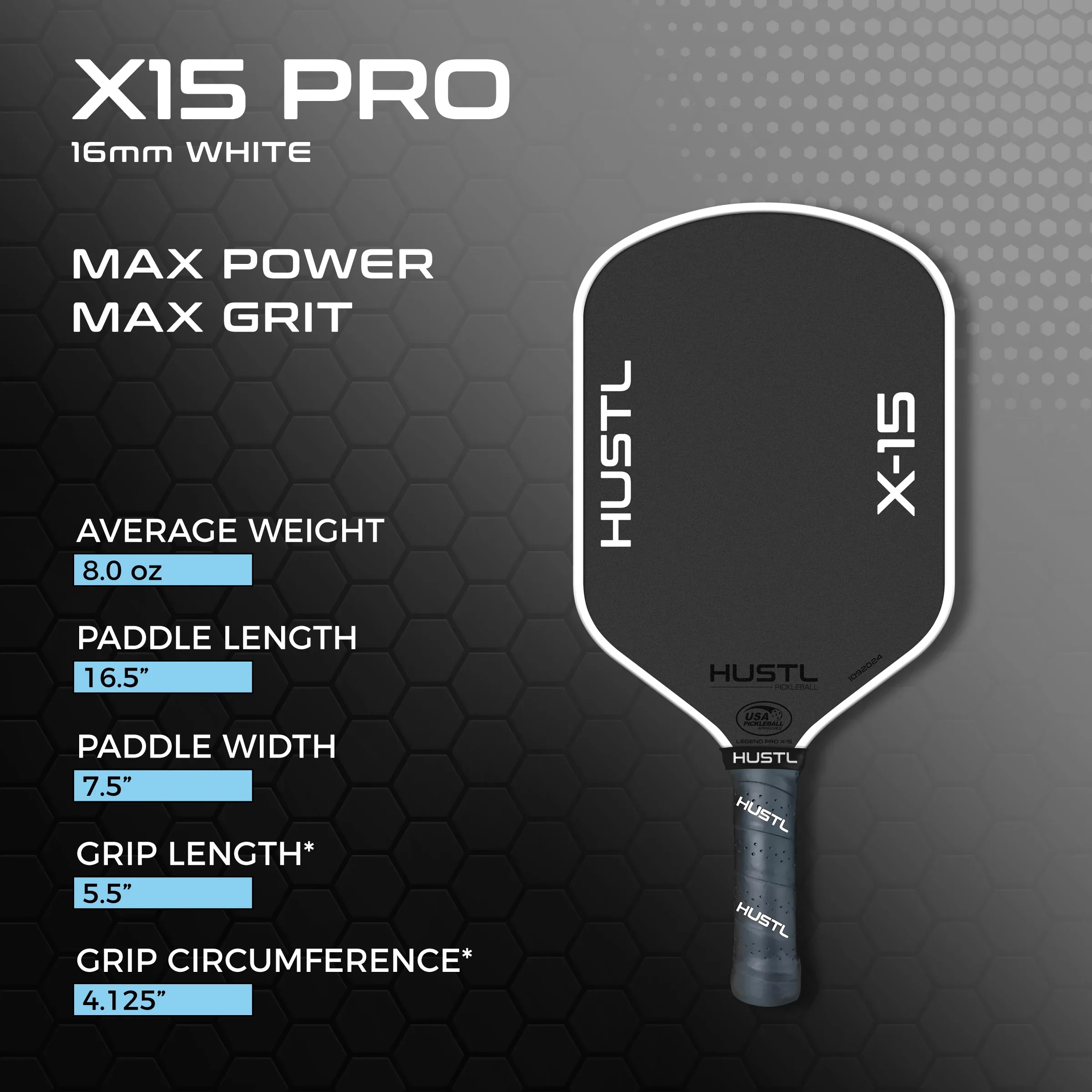 HUSTL X15 PRO 16mm Raw Carbon Gen 3 Pickleball Paddle - Image 2