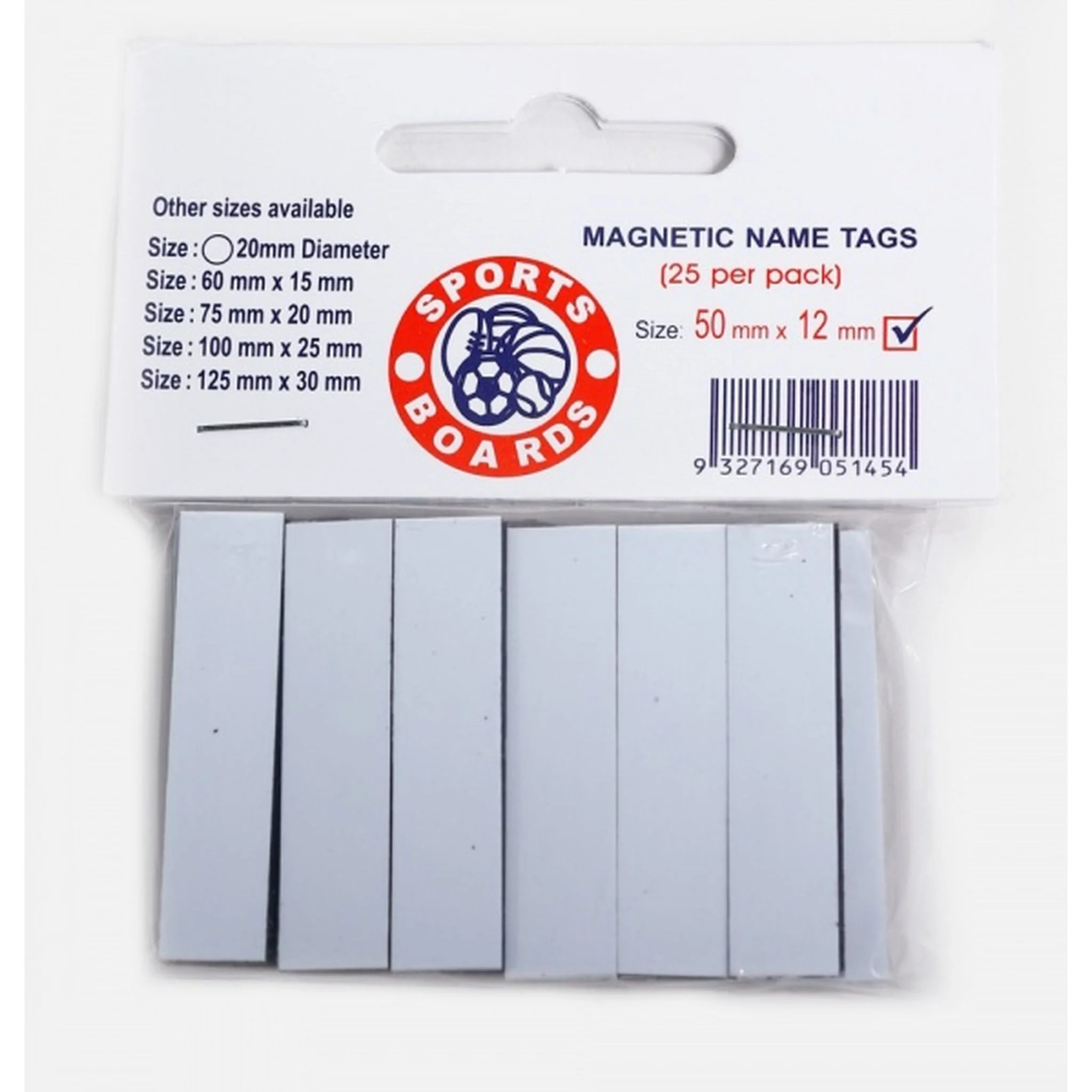 Sports Boards Magnetic Name Tags 25 Pack - 100mm x 25mm