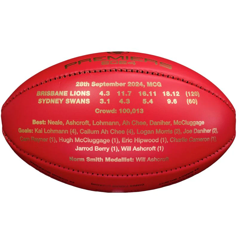 Sherrin KB Blemish - Brisbane Lions Premiers 2024 Match Ball - Image 4