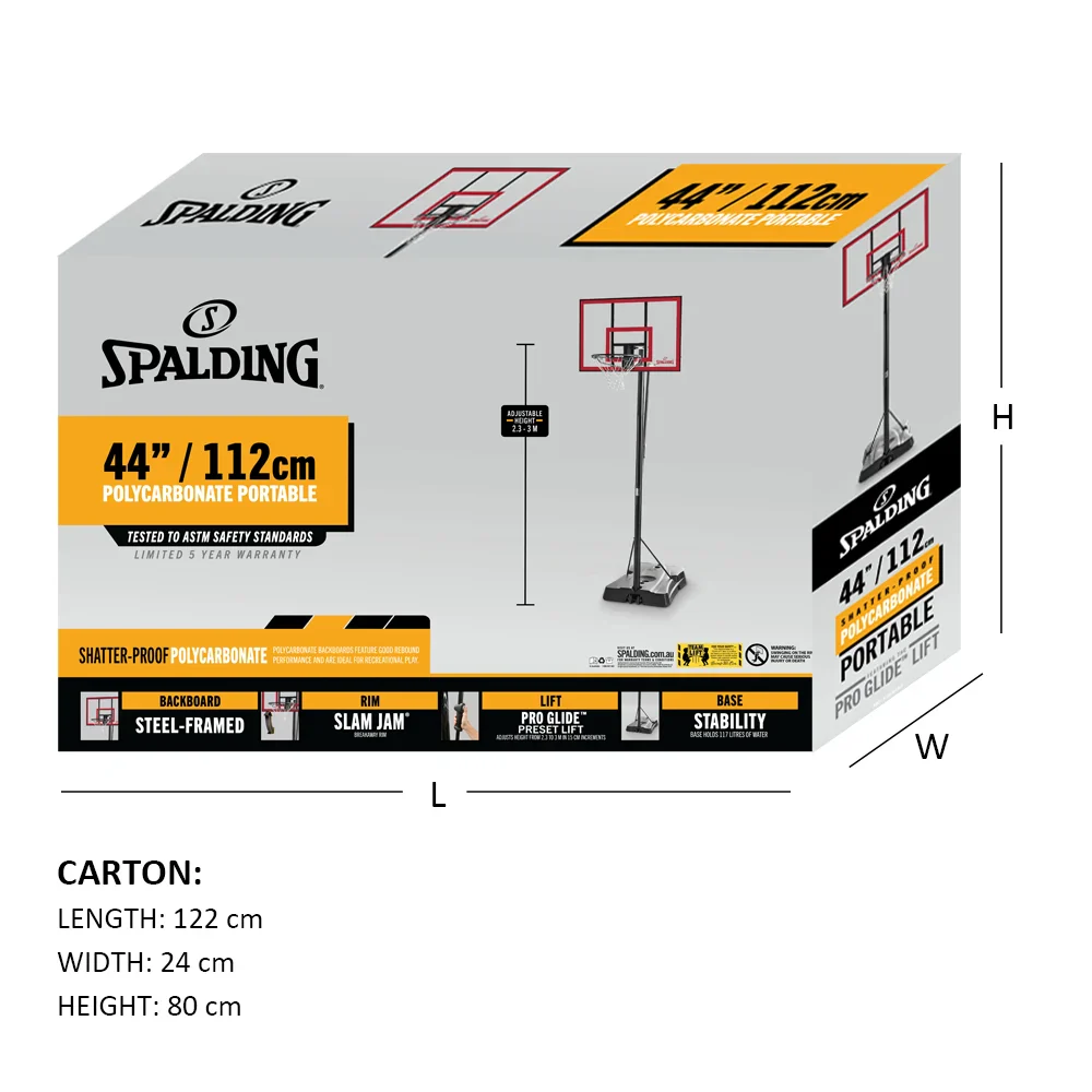 Spalding 44-inch Pro Glide Polycarbonate Portable Basketball Hoop - Image 3