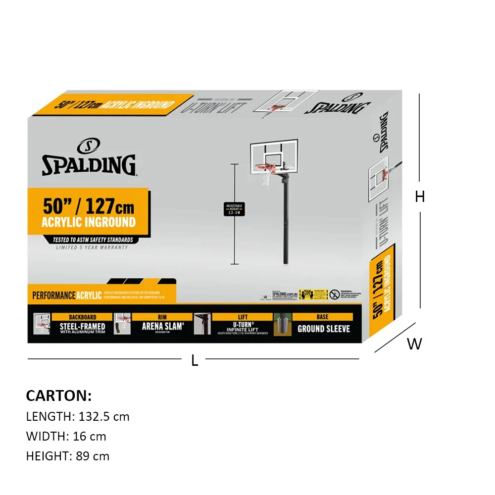 Spalding 50-inch U-Turn Acrylic Inground Basketball Hoop - Image 3