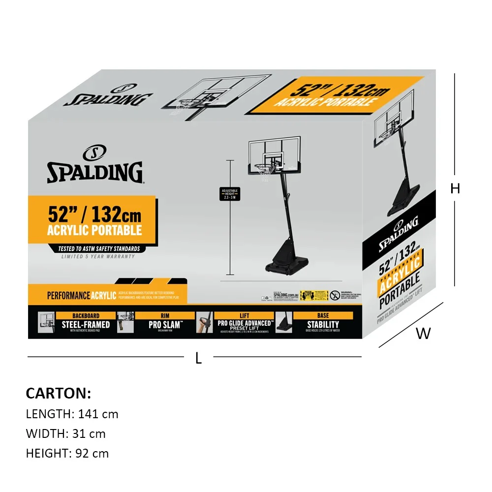 Spalding 52-inch Platinum Acrylic Portable Basketball Hoop - Image 2