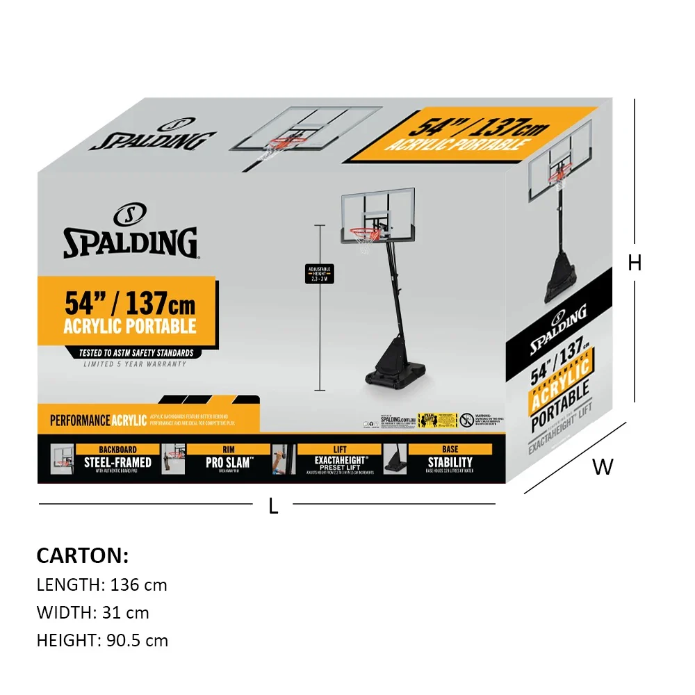 Spalding 54-inch Exacta Acrylic Portable Basketball Hoop - Image 3