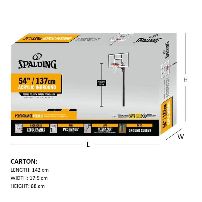 Spalding 54-inch U-Turn Acrylic GOLD Inground Basketball Hoop - Image 3